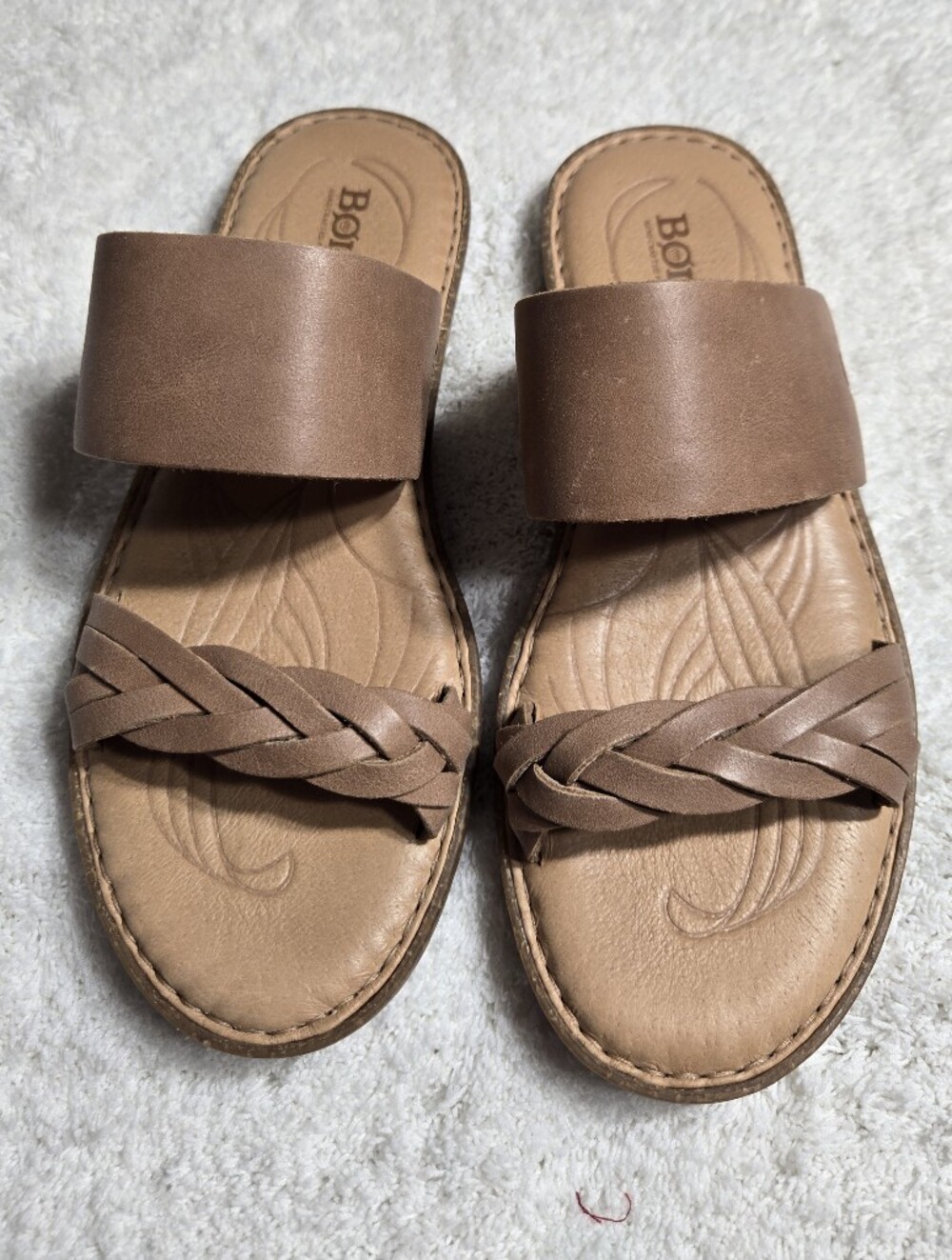 BORN Women Cherita Braided Strap Leather Slide Flat Sandal US 8 Like New